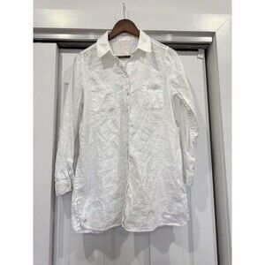 Lilly Pulitzer Womens M White Long Sleeve 100% Linen Sea View Tunic Shirt Resort